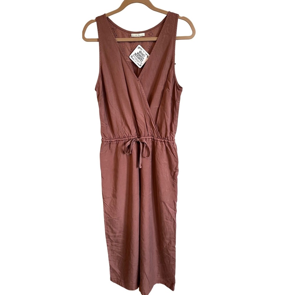 Becool Tencel Wrap Jumpsuit Romper Mauve Pink Eyelet Back‎ Large NWT